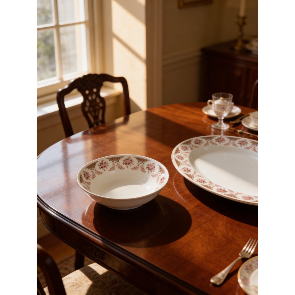 Arlen Fine China Claridge 5002 Oval Platter and Round Bowl Set Pink Rose Japan - Picture 2 of 7